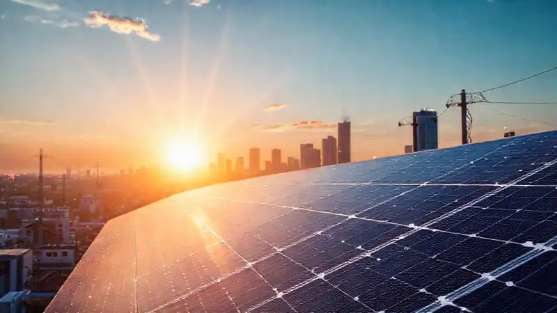 Energía solar ilumina la ciudad futurista