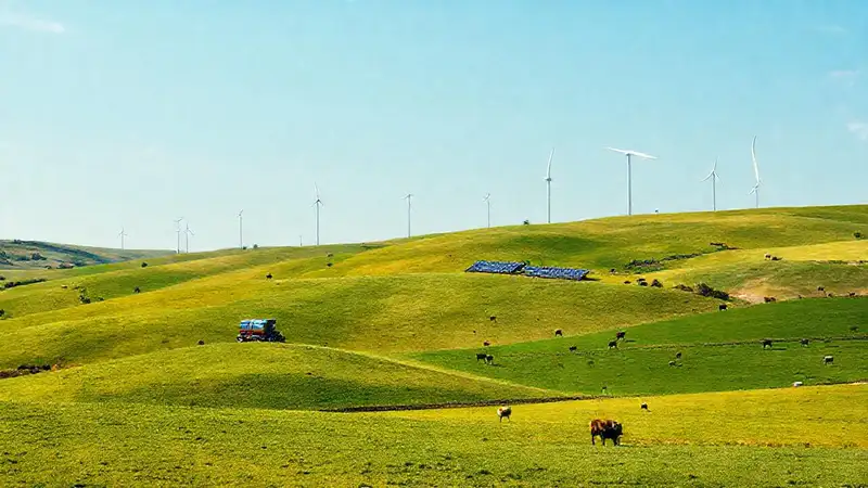 Una granja moderna y sostenible brilla