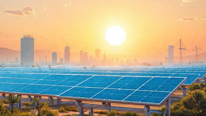 Paneles solares iluminan una ciudad optimista