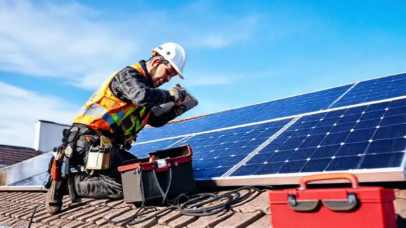 Paneles solares instalan energía en techos